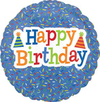 Anagram Mylar & Foil Happy Birthday Bright Sprinkles 18″ Balloon
