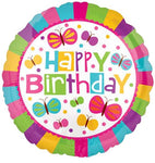Anagram Mylar & Foil Happy Birthday Butterflies 18″ Balloon