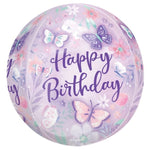 Anagram Mylar & Foil Happy Birthday Butterfly Orbz 16″ Balloon