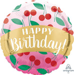Anagram Mylar & Foil Happy Birthday Cherries 18″ Balloon