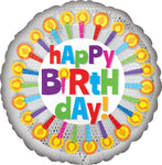 Anagram Mylar & Foil Happy Birthday Colorful Candles 18″ Balloon