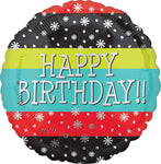 Anagram Mylar & Foil Happy Birthday Confetti Stripes 18″ Balloon