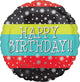 Happy Birthday Confetti Stripes 18″ Balloon