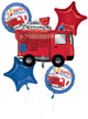Kit de ramo de globos de camión de bomberos de feliz cumpleaños