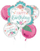 Conjunto de ramo de globos de espíritu libre de feliz cumpleaños