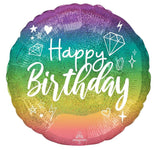 Anagram Mylar & Foil Happy Birthday Holographic Ombre 18″ Balloon