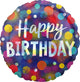Happy Birthday Iridescent Party Dots 18″ Balloon