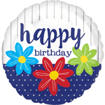 Anagram Mylar & Foil Happy Birthday Sketched Flowers 18″ Balloon