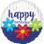 Anagram Mylar & Foil Happy Birthday Sketched Flowers 18″ Balloon