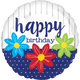 Happy Birthday Sketched Flowers 18″ Balloon