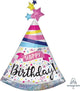 Happy Birthday Sparkle Party Hat 36″ Holographic Foil Balloon