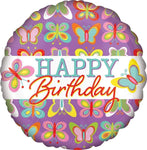 Anagram Mylar & Foil Happy Birthday Spring Butterflies 18 Balloon