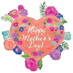 Anagram Mylar & Foil Happy Mother's Day Floral Heart 27″ Balloon