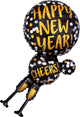 Feliz Año Nuevo Copas de champán Globo de 36″