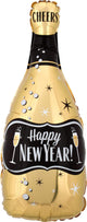 Happy New Year Gold Black Champagne Bottle 26″ Balloon