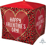 Anagram Mylar & Foil Happy Valentine's Day Animal Print Cubez 15″ Balloon