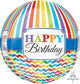 Globo Orbz de 16" HBD Bright Stripe &amp; Chevron