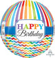 HBD Bright Stripe & Chevron 16" Orbz Balloon