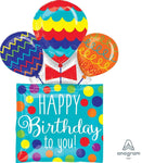 Anagram Mylar & Foil HBD Present & Balloons 32" Mylar Foil Balloon