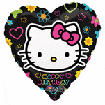 Anagram Mylar & Foil Hello Kitty Happy Birthday Neon Heart 18″ Balloon
