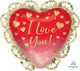 I Love You Ombre & Gold Hearts 23″ Balloon