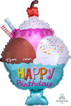 Anagram Mylar & Foil Ice Cream Sundae HBD 23" Mylar Foil Balloon