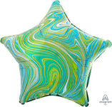 Anagram Mylar & Foil Marblez™ Blue Green Star 18″ Balloon