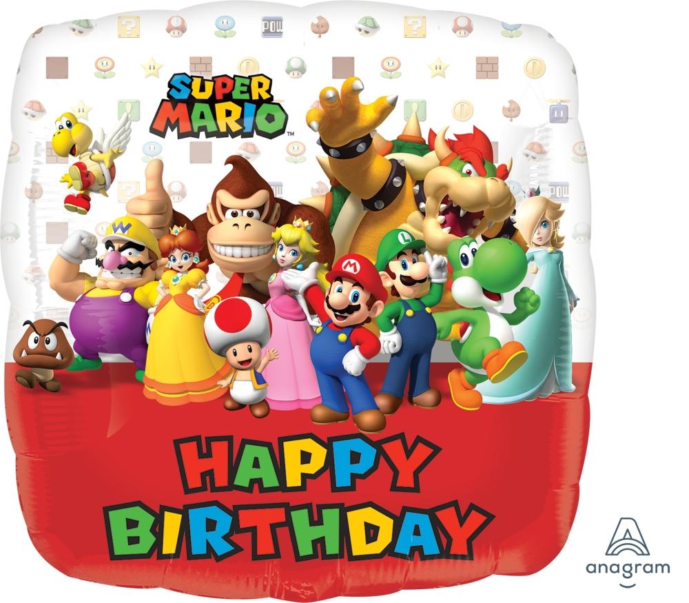 Mario Bros. Feliz Cumpleaños Globo 17″ – instaballoons Wholesale