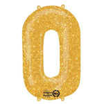 Number 0 Zero 34" Gold Sparkle Balloon