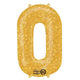 Number 0 Zero 34" Gold Sparkle Balloon