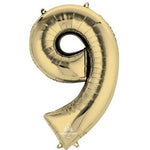 Anagram Mylar & Foil Number 9 White Gold 34″ Balloon