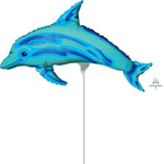Anagram Mylar & Foil Ocean Blue Dolphin 14″ Balloon (requires heat-sealing)