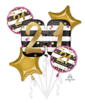 Anagram Mylar & Foil Pink & Gold Milestone 21 Balloon Bouquet