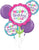 Ramo de globos de cumpleaños rosa y verde azulado