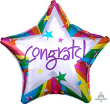 Anagram Mylar & Foil Rainbow Congrats! Star 18″ Balloon