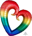 Anagram Mylar & Foil Rainbow Open Heart 32″ Balloon