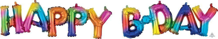 Anagram Mylar & Foil Rainbow Splash Happy B-Day Air-filled Phrase Balloon Kit