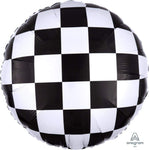Anagram Mylar & Foil Round Checkered Racing 18″ Checkboard Balloon