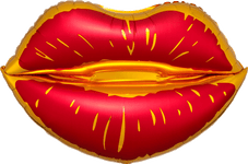 Satin Sangria Big Red Gold Kissey 31" Lips Balloon