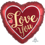 Anagram Mylar & Foil Satin Sangria & Gold - Love You 28″ Balloon