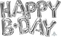 Anagram Mylar & Foil Silver Happy B-Day Air-filled Phrase Balloon Kit