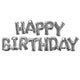 Silver Happy Birthday Air-filled Phrase Balloon
