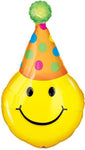 Emoji sonriente con gorro de fiesta Globo de 39"