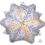 Anagram Mylar & Foil Snowflake Silver & Gold  18″ Balloon