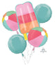 Summer Ombre Popsicle & Beach Balls Foil Balloon Bouquet