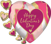 Anagram Mylar & Foil Valentine's Satin Abstract Marble Heart 24″ Balloon