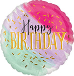 Anagram Mylar & Foil Water Color Happy Birthday 18″ Balloon