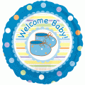 Welcome Baby Blue Booties 18″ Foil Balloon