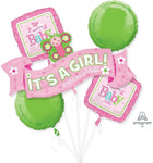 Anagram Mylar & Foil Welcome Little One - Girl Balloon Bouquet