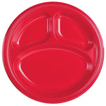 Apple Red Divided Plastic Plates 10″ by Amscan from Instaballoons